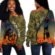 Love New Zealand Clothing - Anzac Day Camouflage Soldier New Zealand - Off Shoulder Sweaters A95 | Love New Zealand