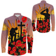 lovenewzealand Clothing - Anzac Day Poppy - Long Sleeve Button Shirt A95 | lovenewzealand