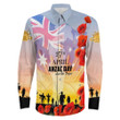 Love New Zealand Clothing - Anzac Day Australia Poppy - Long Sleeve Button Shirt A95 | Love New Zealand