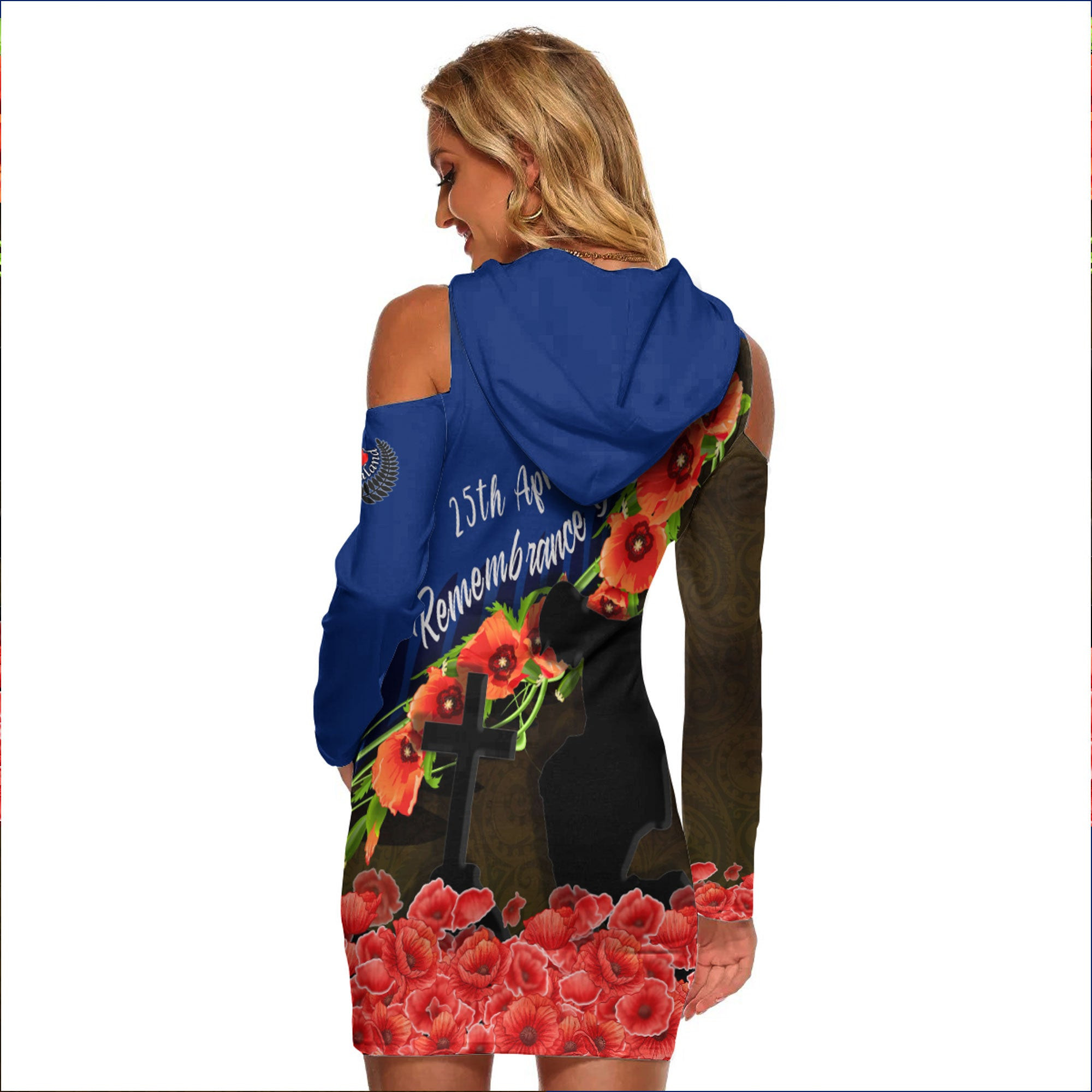 Love New Zealand Clothing - Anzac Day Poppy And Fern -  Women's Tight Dress A95 | Love New Zealand