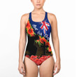 Love New Zealand Clothing - Anzac Day Poppy And Fern - Women Low Cut Swimsuit A95 | Love New Zealand