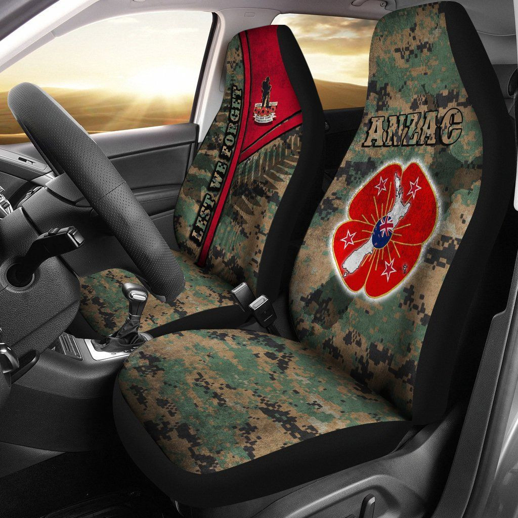 Anzac New Zealand Car Seat Covers Lest We Forget Camo - Road to Peace K4 | Lovenewzealand.co