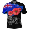 Anzac Day New Zealand Polo Shirt Poppy Silver Fern - Lest We Forget K4 | Lovenewzealand.co
