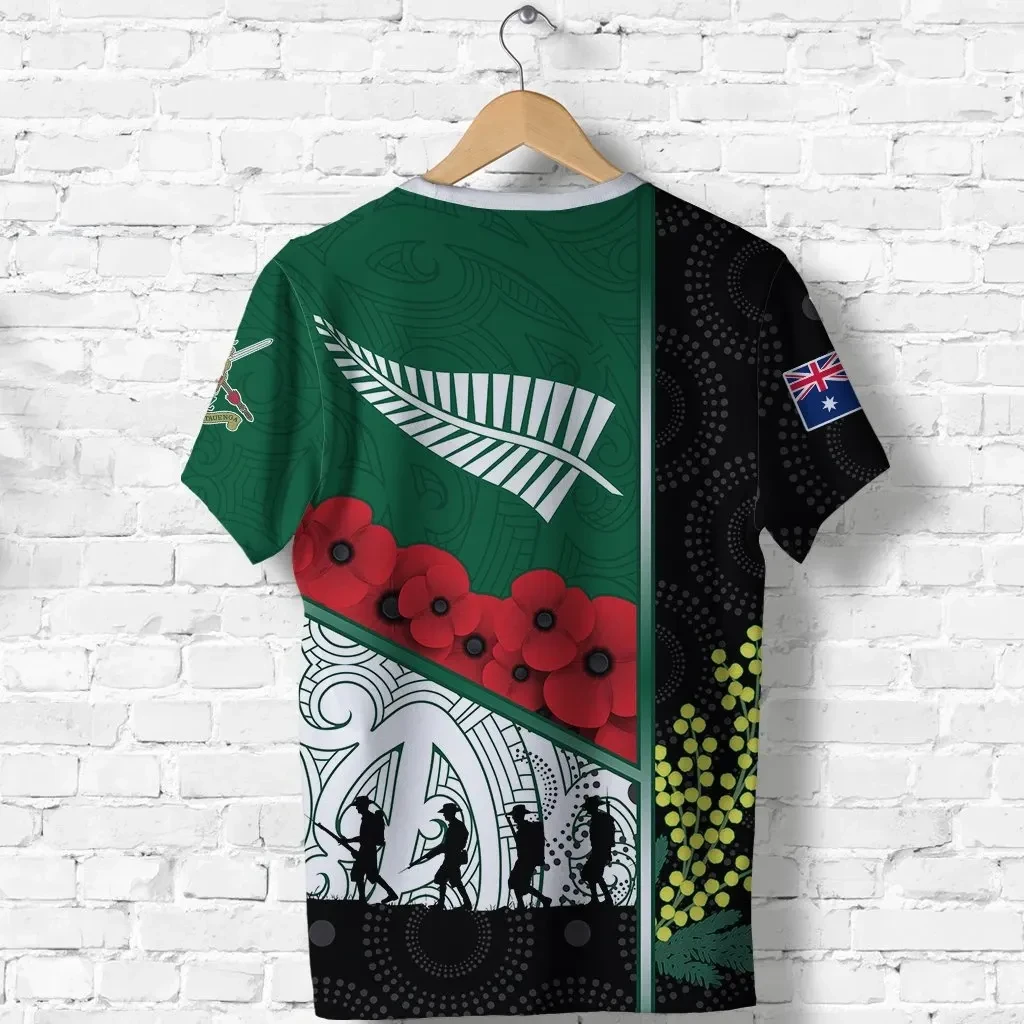 Anzac Day - Lest We Forget T Shirt Australia Indigenous and New Zealand Maori K13 | Lovenewzealand.co