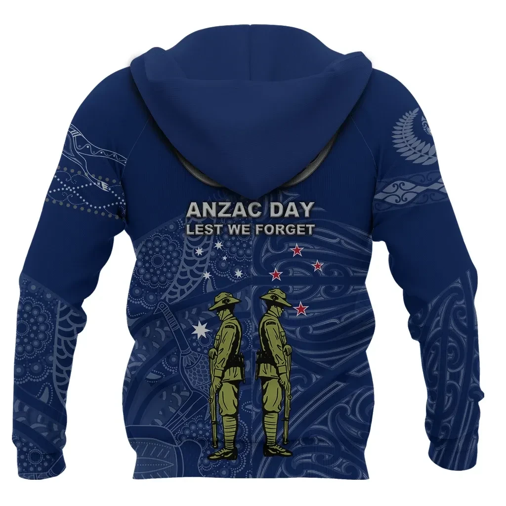 Anzac Day Zip Hoodie, New Zealand And Australia - Navy TH12| Lovenewzealand.co