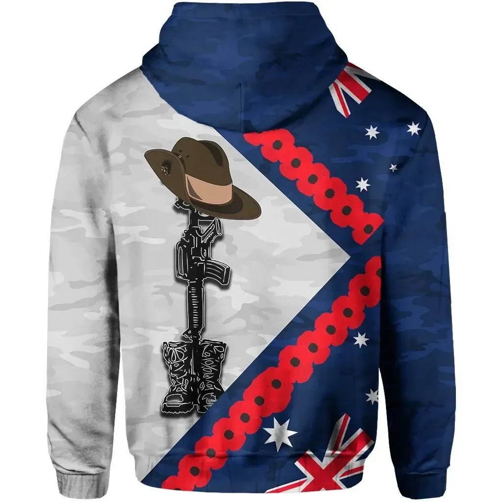 Australia Flag Anzac Day Zip-Hoodie Army TH4| Lovenewzealand.co