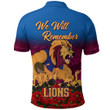 (Custom) Brisbane Lions Polo Shirt, Anzac Day Lest We Forget A31B
