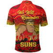 (Custom) Gold Coast Suns Polo Shirt, Anzac Day Lest We Forget A31B