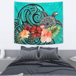 Turtle Tapestry Hibiscus Polynesian Turquoise TH5