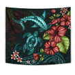 Polynesian Tapestry Turtle And Shark - Hibiscus Turquoise TH5