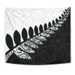 New Zealand Silver Fern Maori Tapestry Black White K4