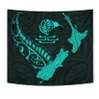 New Zealand Heart Tapestry - Map Kiwi mix Silver Fern Turquoise K4