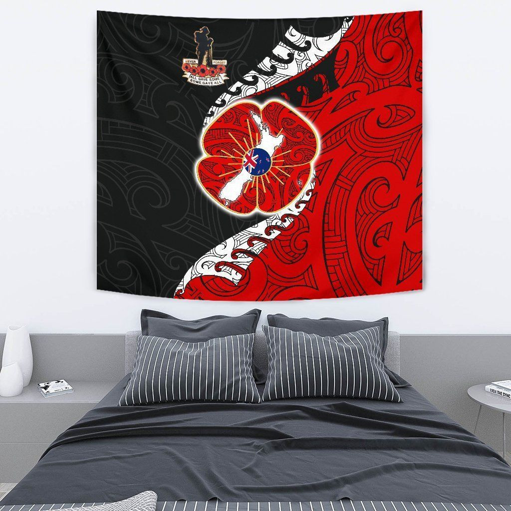 Anzac New Zealand Tapestry - Lest We Forget Poppy Map Silver Fern NZ K4