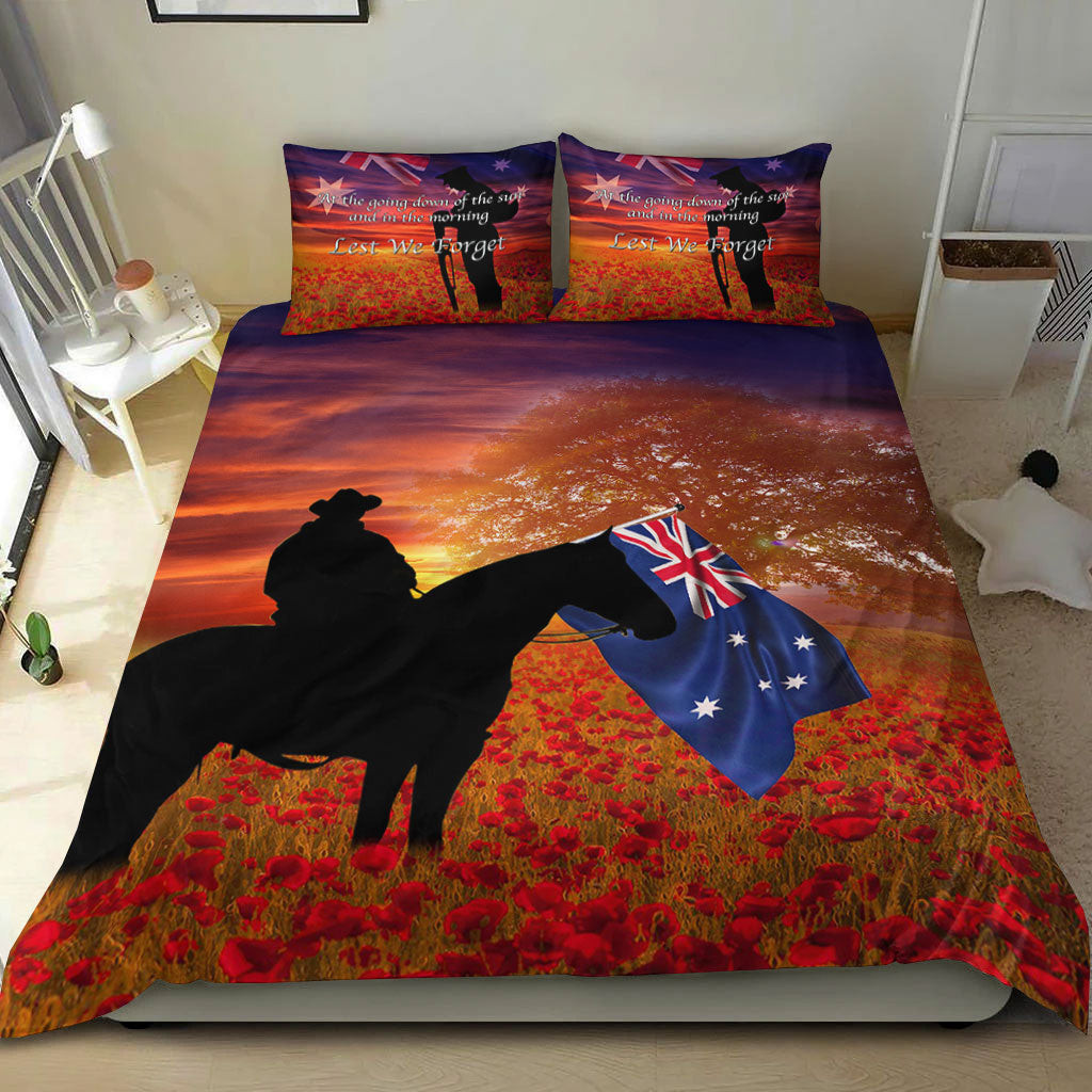 Rugbylife Bedding Set - Australia Lest We Forget Light Horse Silhouette Bedding Set