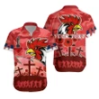 Rugby Life Shirt - (Custom Personalised) Roosters Anzac Day Hawaiian Shirt Military - Red K13