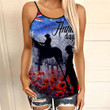 Anzac Day Lest We Forget Vintage Poppies Criss Cross Tank Top A35