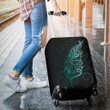 Light Silver Fern Luggage Cover - Turquoise K5
