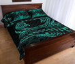 Aotearoa Quilt Bed Set Turquoise Maori Manaia With Silver Fern Th5