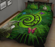 New Zealand Quilt Bed Set Koru Fern Mix Tui Bird - Tropical Floral K4