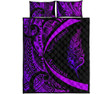Light Silver Fern Maori Quilt Bed Set Circle Style, Purple J95