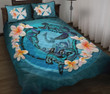 Wallis and Futuna Quilt Bed Set - Blue Plumeria Animal Tattoo A24
