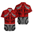 NZ Hawaiian Shirt, Red Maori Taaniko TH4