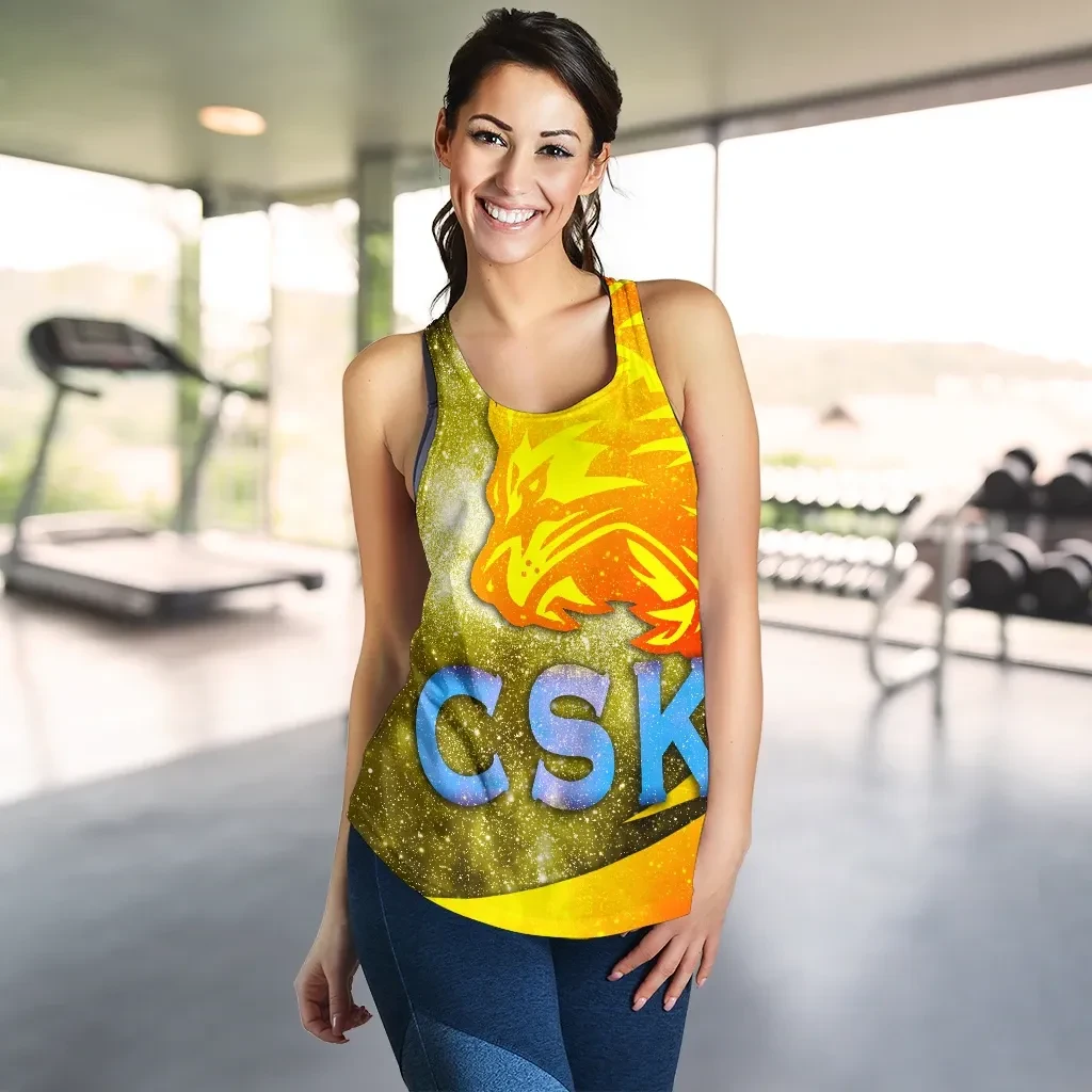 CSK Women Racerback Tank Cricket Universe Energy Vibes K8
