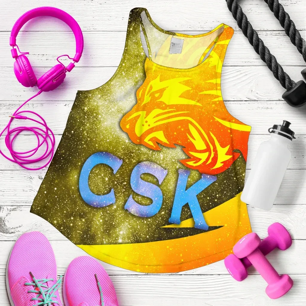 CSK Women Racerback Tank Cricket Universe Energy Vibes K8
