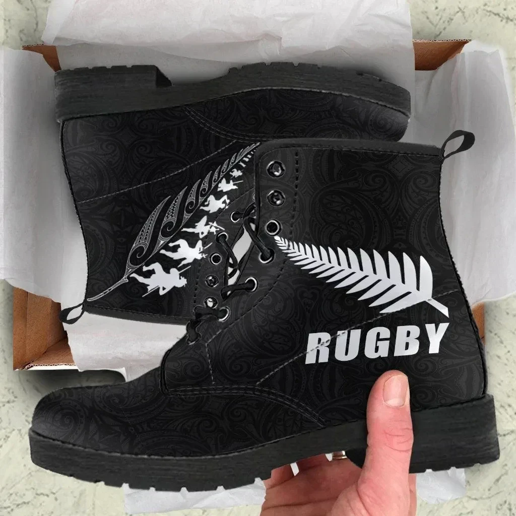 Rugbylife Boots - Rugby Haka Fern Leather Boots Black K4