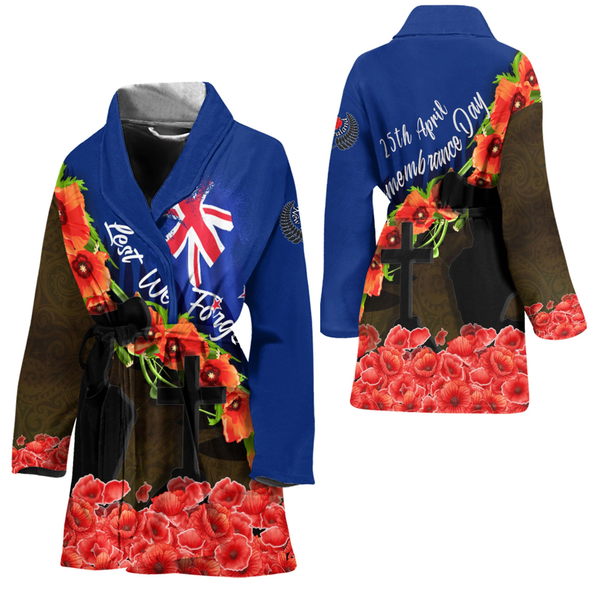 Anzac Day Poppy And Fern - Bath Robe A95