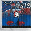 Rugby Life Shower Curtain - Knights Shower Curtain Newcastle Anzac Day Aboriginal TH12