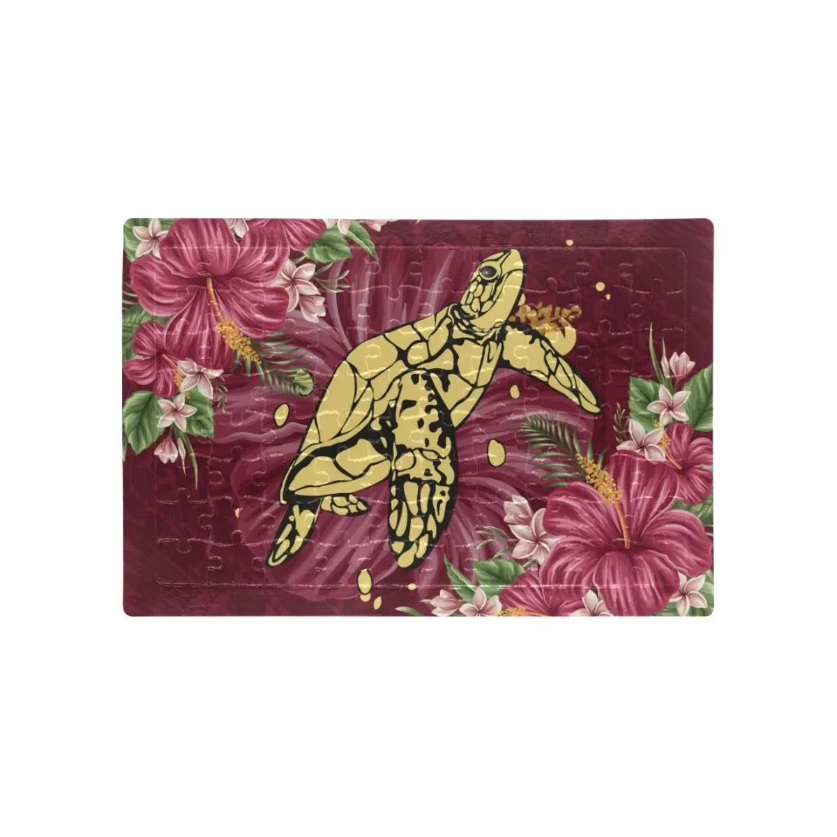 New Zealand Jigsaw Puzzle - Turtle Polynesian Hibiscus A24