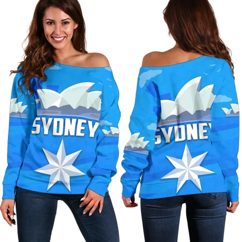 Sydney Sky Blue Off Shoulder Sweater K4