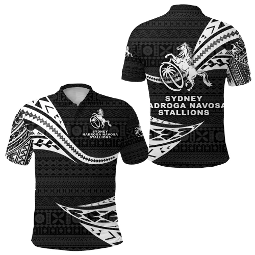 Fiji Rugby Polo Shirt Sydney Nadroga Navosa Stallions Unique Version - Black K8