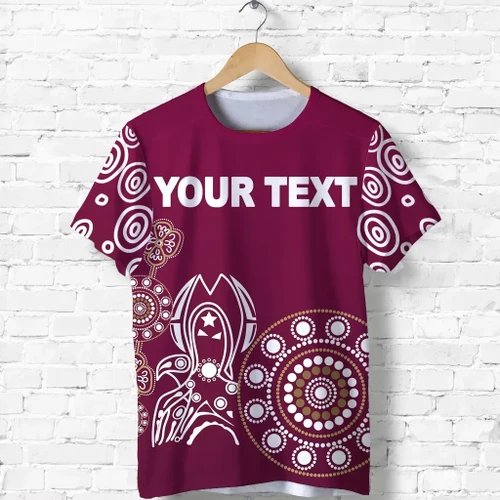 (Custom Personalised) Queensland T Shirt Maroons Simple Indigenous K8