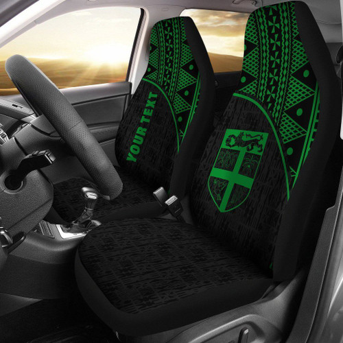Fiji Tapa Custom Personalised Car Seat Covers - Green Curve - Bn11