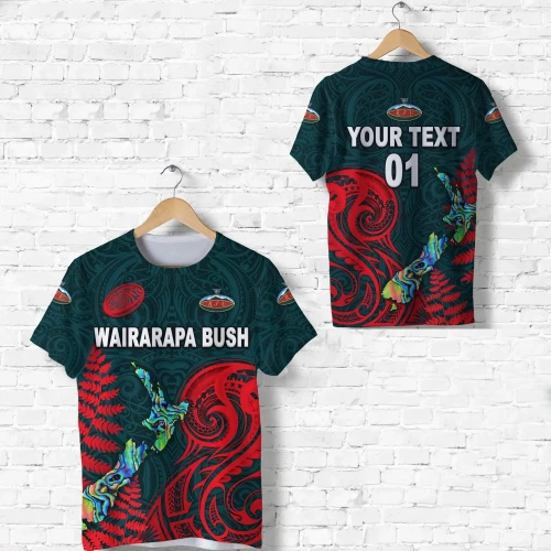 (Custom Personalised) Maori Wairarapa Bush Rugby T Shirt New Zealand Silver Fern, Custom Text And Number K8