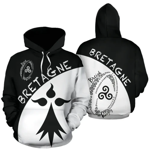 Brittany Hoodie - Celtic Triskelion - Rugby Bretagne Stoat Ermine TH5