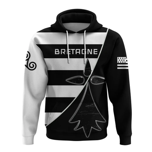 Brittany Rugby Hoodie - Bretagne Stoat Ermine with Celtic Triskelion TH5