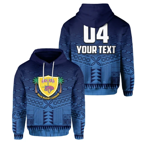 (Custom Text and Number) Niue Rugby Hoodie Blue TH4