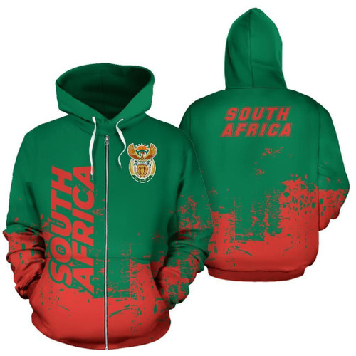 South Africa All Over Zip-Up Hoodie - Smudge Style - Bn1510