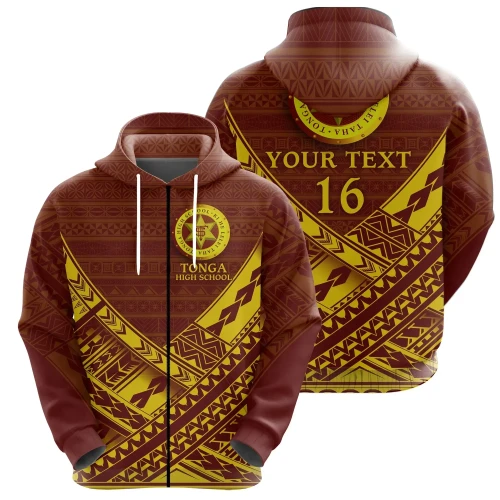 (Custom Personalised) Tonga High School Zip-Hoodie Perfect Style, Custom Text and Number TH6