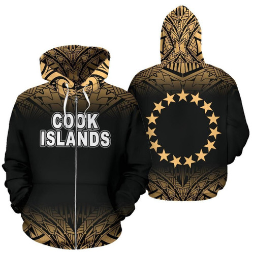 Cook Islands Polynesian Zip Up Hoodie Fog Gold - Bn39