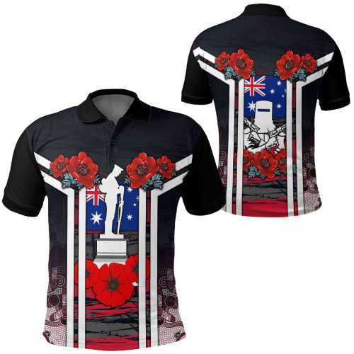Rugbylife Clothing - Australia Anzac Day Poppy Aboriginal Pattern Polo Shirt