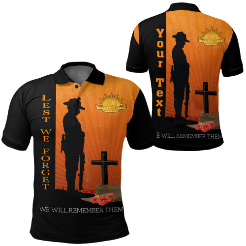 Rugbylife Clothing - (Custom) Anzac Day Lest We Forget Soldier Standing Guard Polo Shirt