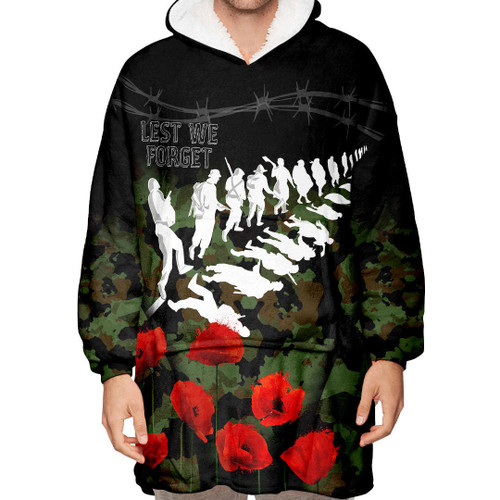 Rugbylife Clothing - New Zealand Anzac Lest We Forget Poppy Camo Snug Hoodie