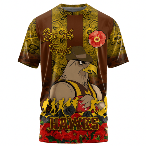 (Custom) Hawthorn Hawks T-shirt, Anzac Day Lest We Forget A31B
