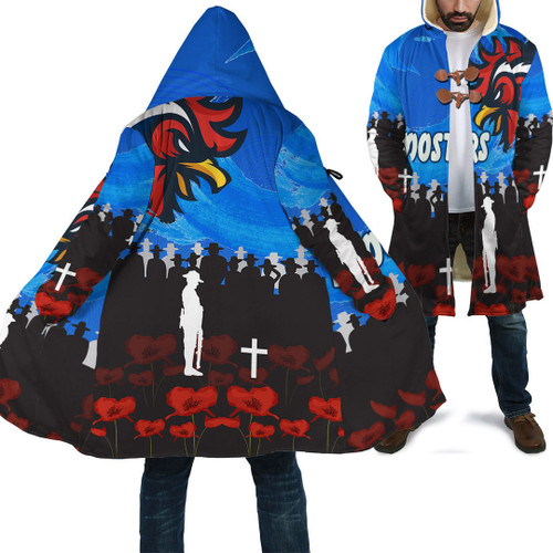 RugbyLife Cloak - Sydney Roosters Poppy Anzac Day Rugby Team Hooded Coat A7