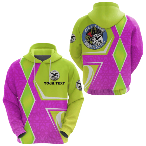 Rugbylife Hoodie - (Custom Personalised) Welsh Rugby Union - Celtic Warriors Hoodie Unique Style - Lime Green