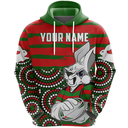 Rugbylife Hoodie - (Custom Personalised) Australia Rabbitohs Indigenous Rugby Hoodie Rabbit Cartoon TH5